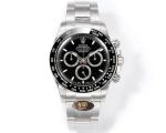 Rolex Daytona 904L Steel 40mm Ceramic Bezel Platinum Markers Black Face 4131 Movement Watch